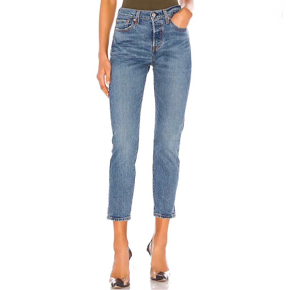 Levi’s Wedgie Icon Fit High Rise Raw Hem Denim Jeans These Dreams 28